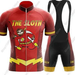 Sloth Cycling Jersey 2025 Set Summer Men Bicycle Red Clothing Road Bike Shirts Suit Bicycle Bib Shorts MTB Ropa Maillot