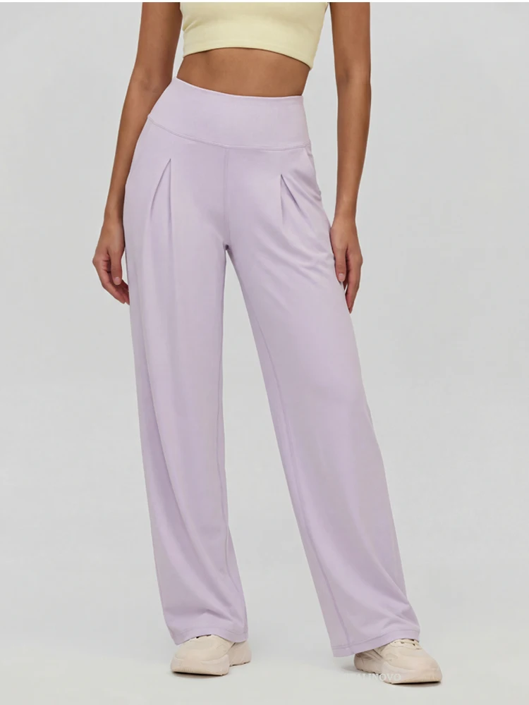 VITALINOVO Damen-Hose mit weitem Bein, ohne Taschen, hohe Taille, Stretch, lockere Jogginghose, Nake-Feeling, lässig, Lounge, Yoga, Workout, Palazzo – Detail 2