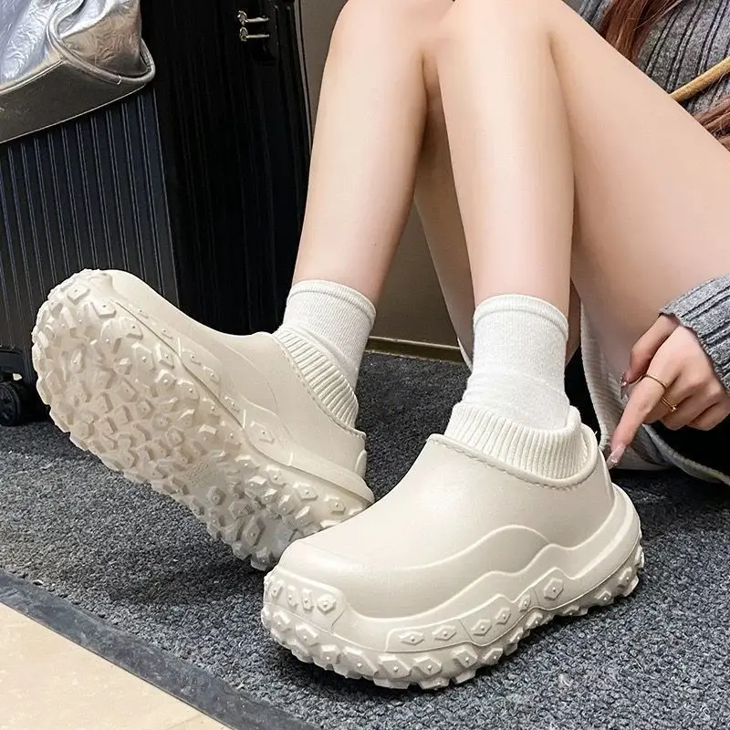 Popular warm heightening waterproof cotton slippers winter thick bottom non-slip heightening outer wear snow boots couple