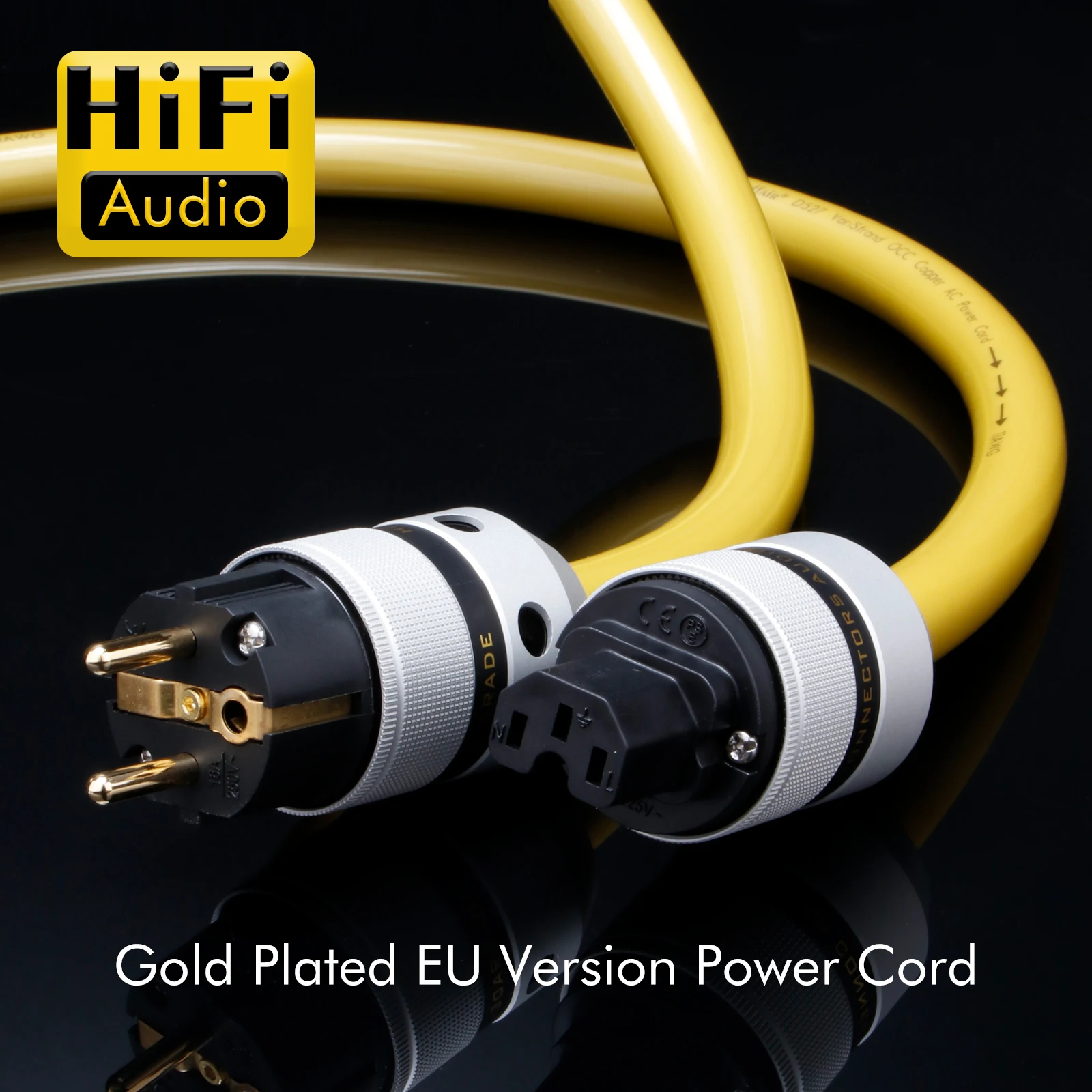 Hifi Audiophile Power Cord Silver Plated Power Cable High-end EU/US/AU Gold Plated Plug IEC C15 Connectors Power Wire for AMP