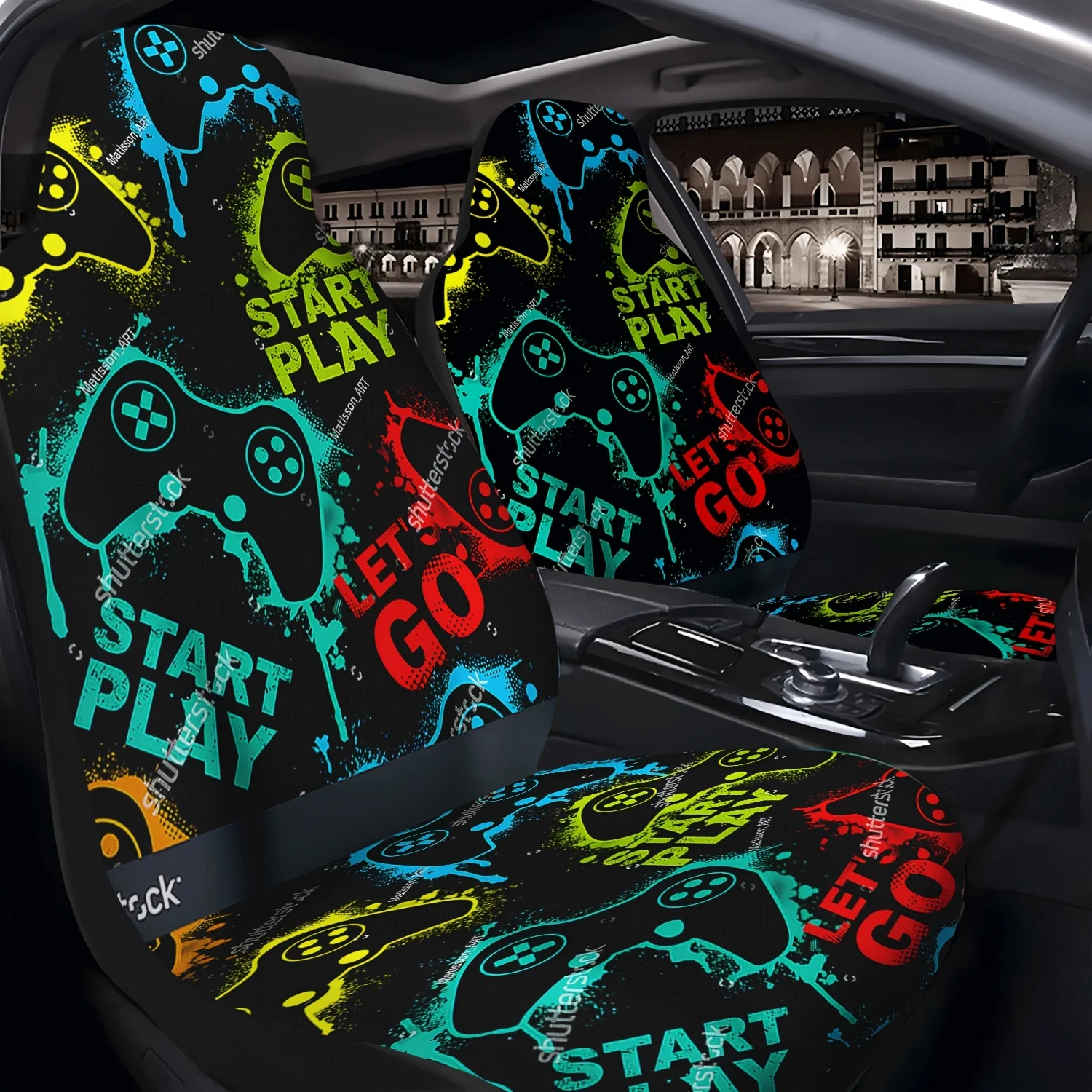 2pcs Game Controller Car Seat Covers, Durable, Suitable For Front Seats, Machine Washable, Suitable For Cars And SUVs, Ideal For