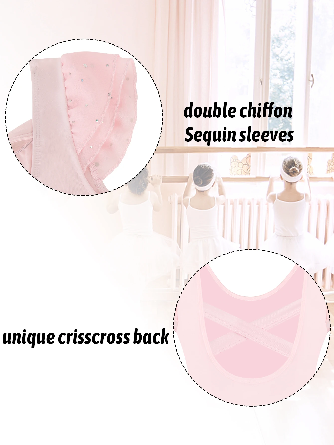 Girls Ballet Leotard Shiny Ruffle  Sleeve Dance Dress with Criss-Cross Back Toddler Ballerina Outfits