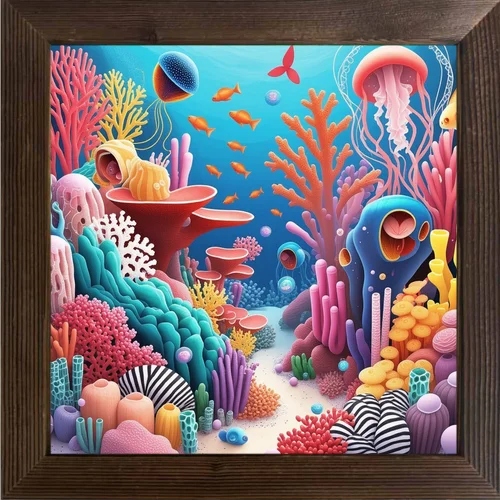 Seascape Coral Oil Paintings Used for Decoration in Various Scenarios Such As Homes, Classrooms, and Festivals