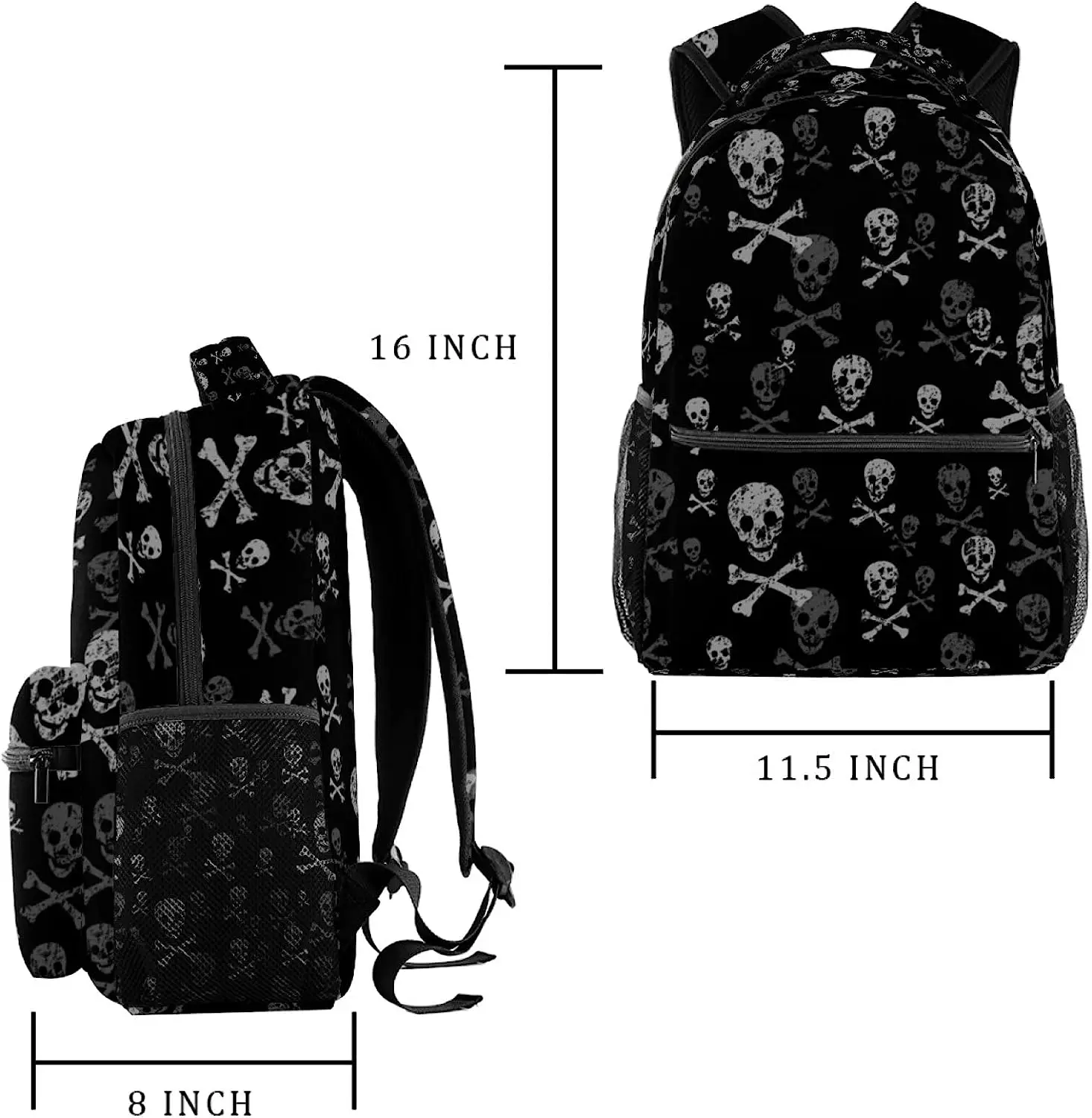 Rucksäcke mit Totenkopf- und Knochenmotiv, für Jungen und Mädchen, Schule, Büchertasche, Reisen, Wandern, Camping, Tagesrucksack