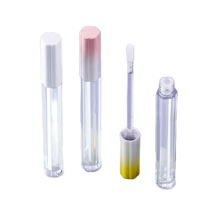 

Wholesale 2.5ML Empty Lipgloss Liquid Lipstick Tube Base Plum Blossom Shape Gradual Yellow Pink White Lid Makeup Tools Lip Glaze