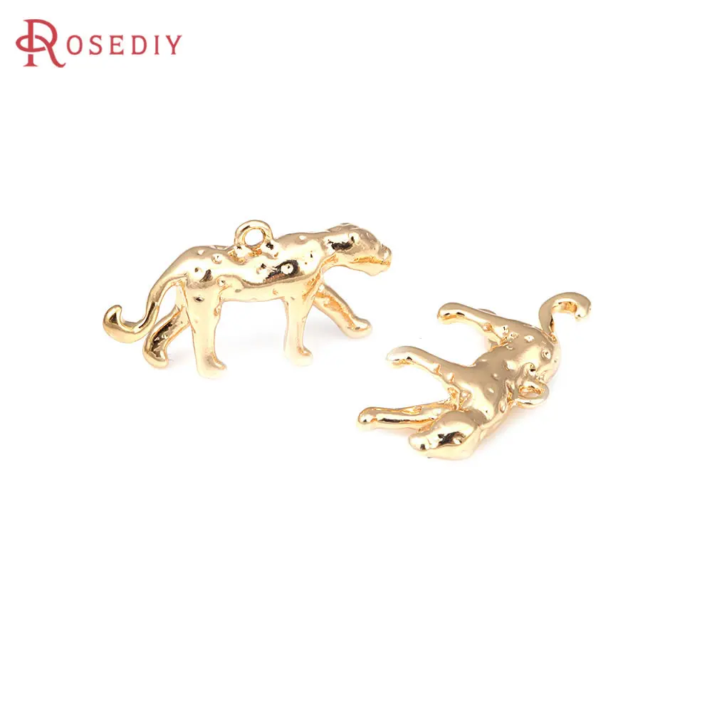 6PCS 18K Gold Color Brass Leopard Charms Pendants High Quality Necklace Earrings Jewelry Accessories Rosediy official-website