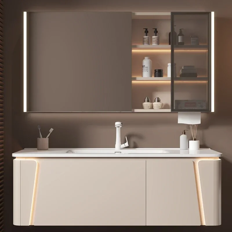 Ceramic Bathroom Cabinet Combination Rounded Integrated Washbasin Face Master Cabinets Home Furniture YX50BC