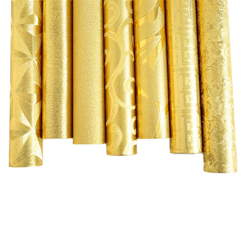 Golden Gold Leaf Wallpaper for Bedroom Living Room Hotel Background KTV Ceiling Golden Wallcovering