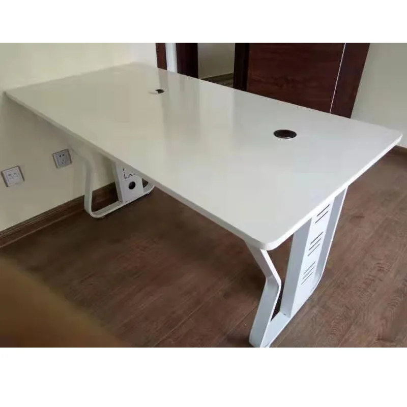 Modern pure white curved unique artificial stone  manager boss computer desk