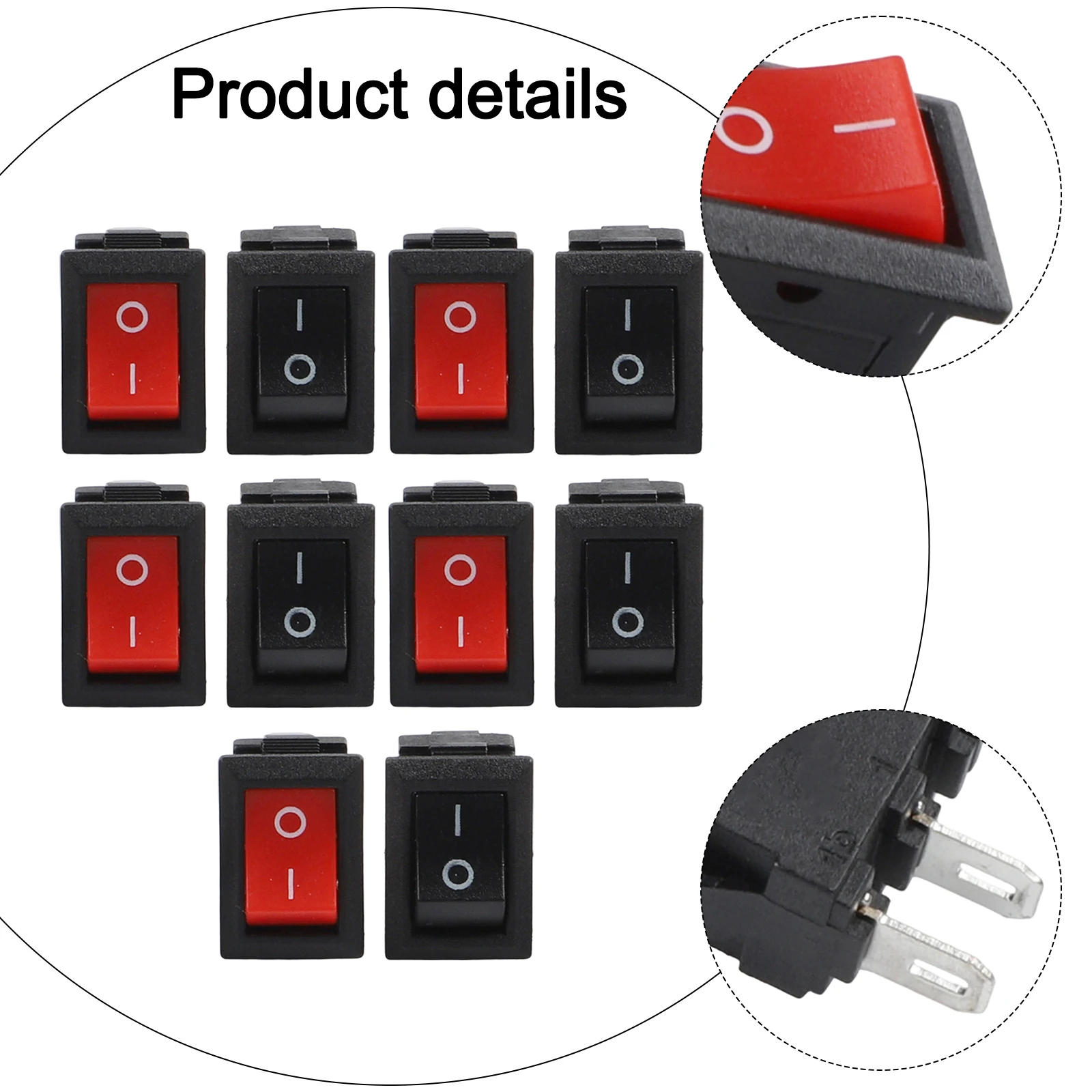 10PCS For Mini Rocker Switch for 2 Pin ON OFF SPST Type 125VAC for 6a 250VAC 3A for Compatible with Boat Car Appliance Control