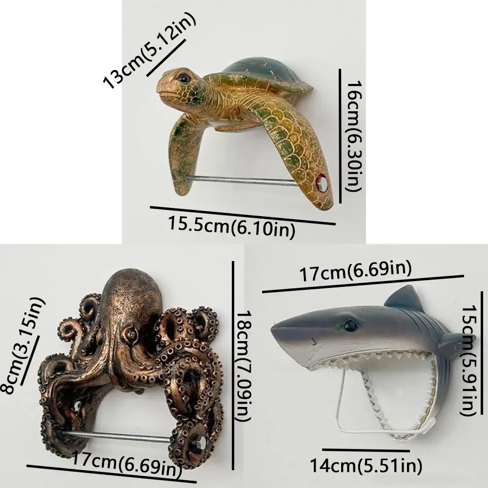 Resin Sea Turtle Toilet Paper Holder Coastal Style Cute Bathroom Tissue Holder Marine Animal Turtles Sharks - view 6