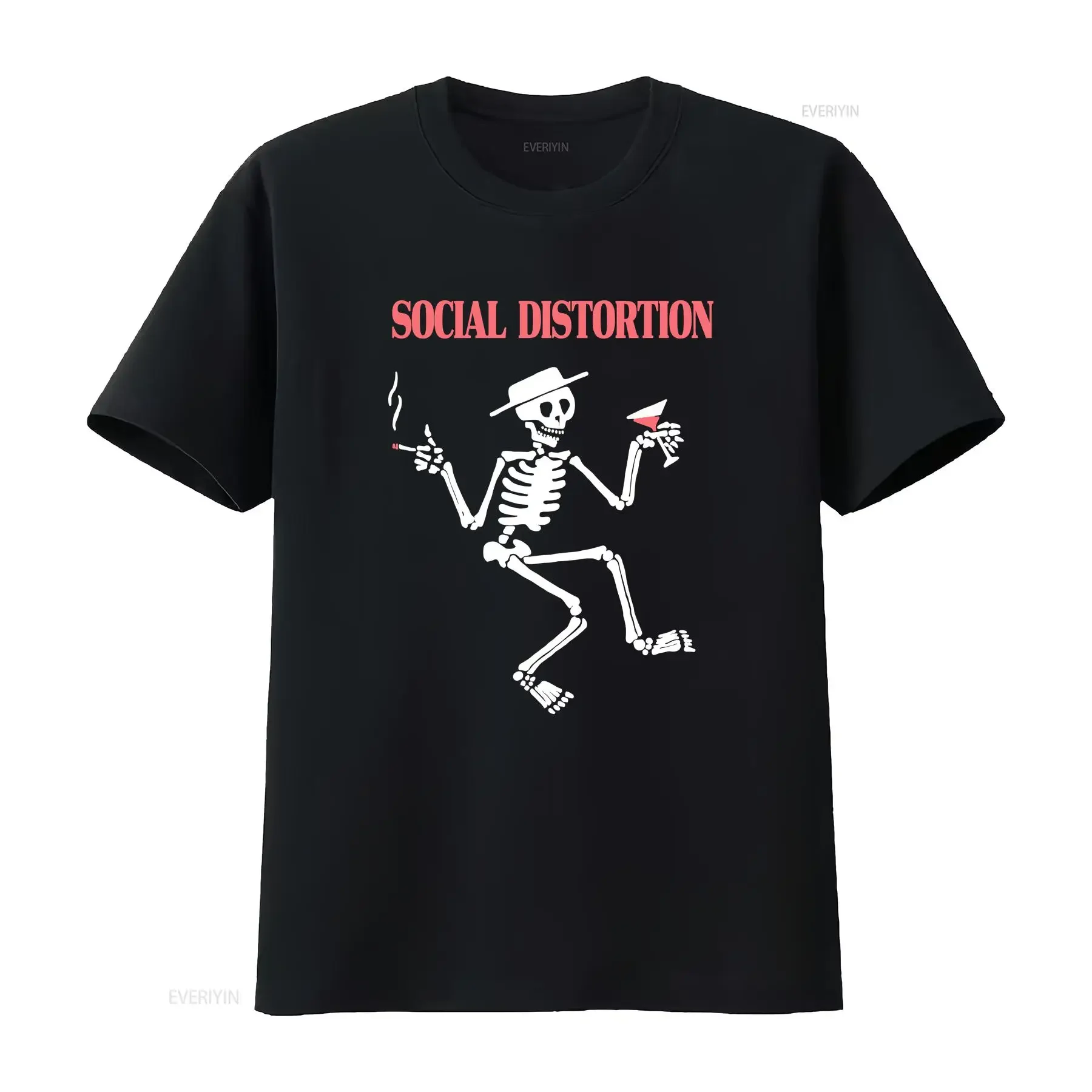 Camiseta Vintage Social Distortion Skeleton Giant Tamanho M Banda de Rock 1996 Anos 90 Top Vintage Lavado Para Uso Diário Estiloso
