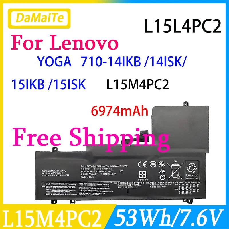 

L15M4PC2 L15L4PC2 Laptop Battery for Lenovo Ideapad Yoga 710 14 15 710-14ISK 80V4 Yoga 710-11 Series 5B10K90778 5B10K90802