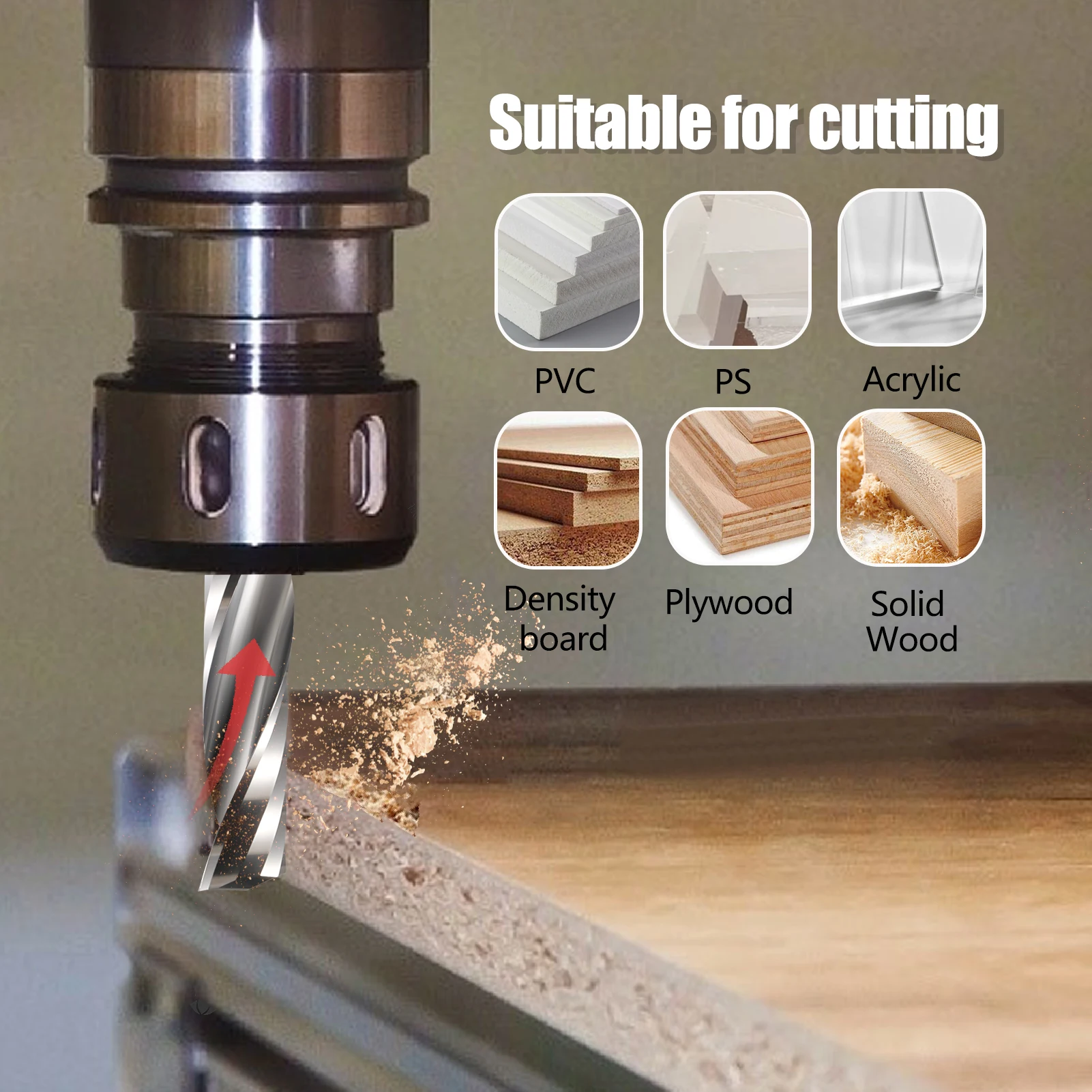 1Pcs AAA TOP Single Flute Spiral Up Cut Cutter CNC End Mill Carbide Router bit For Acrylic PVC MDF Wood board Milling Cutter