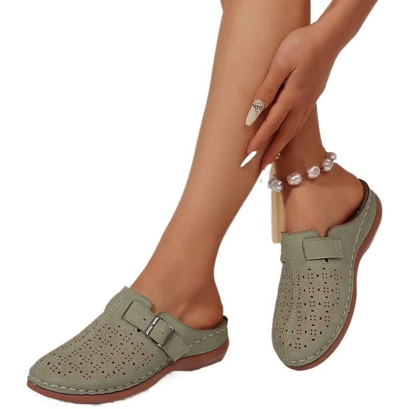 

Летние модные шлепанцы 2026 для женщин: сандалии на танкетке, полушлепанцы Baotou, комфортные дышащие ажурные сандалии, римские шлепанцы больших размеров