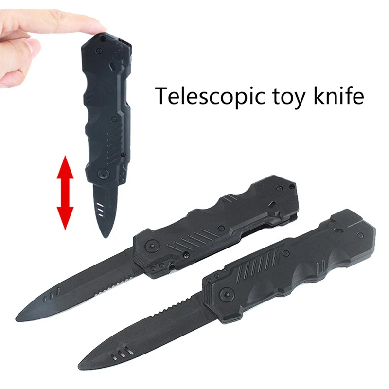 Plastic trick show dagger simulation switch knife telescopic knife toy boy children eating chicken game props