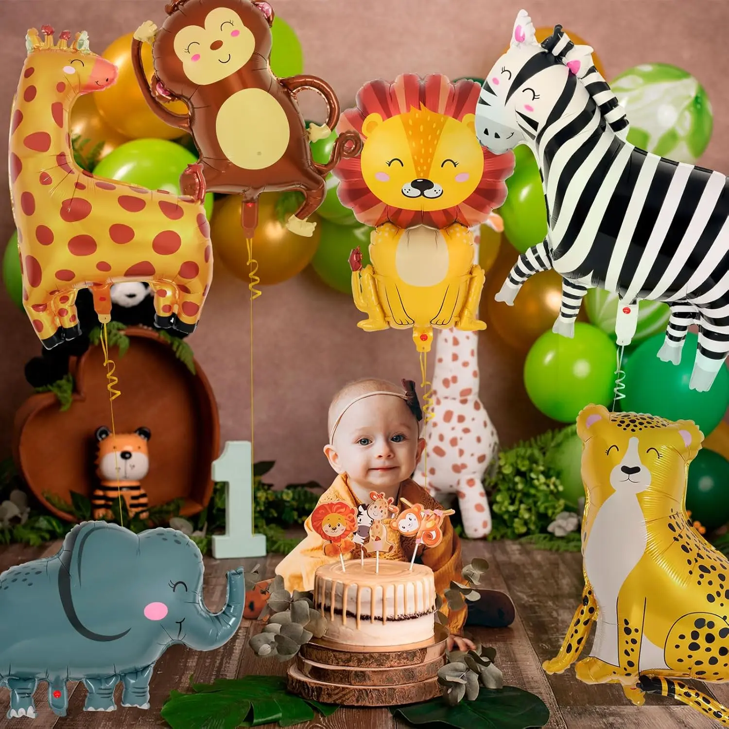 Giant Safari Jungle Zoo Animal Foil Balloons Cute Leopard Lion Giraffe Elephant Balloons Kids 1st Birthday Wild One Party Decor view 6