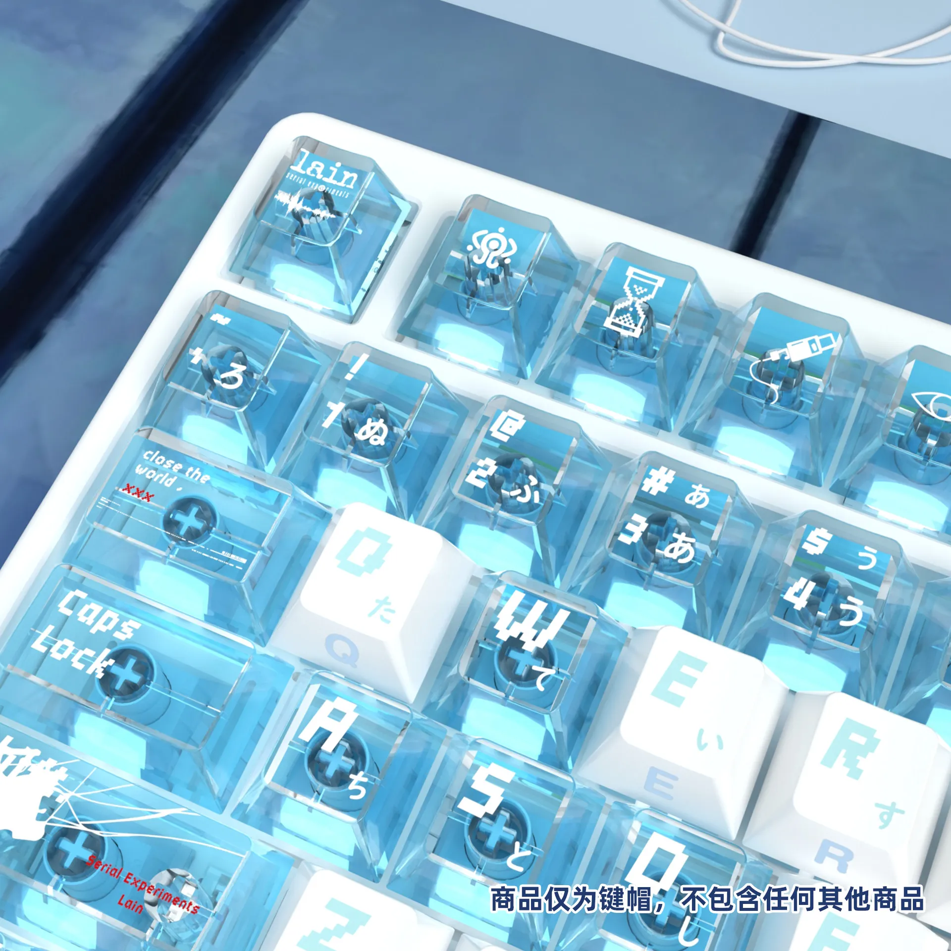 108 Keys Iwakura Lain Keycaps Cherry PBT PC Hot Sublimation Transmission Dye-Sub Key Cap for Mechanical Keyboard ROG EV63