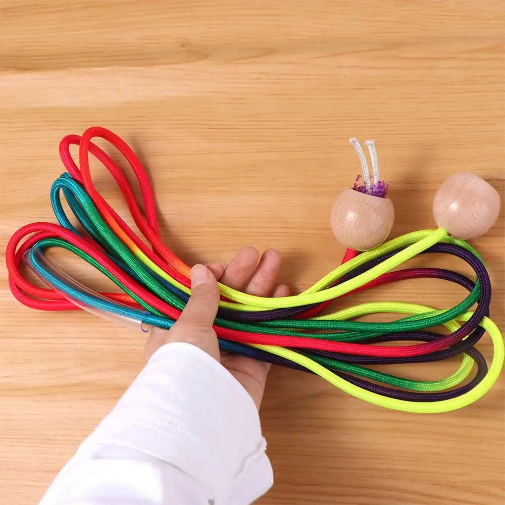 Anti-Slip Rainbow Long Rope Ball Handle Workout Gym Group Skipping Rope Outdoor Fun Exercise 5m Jump Rope Children Students