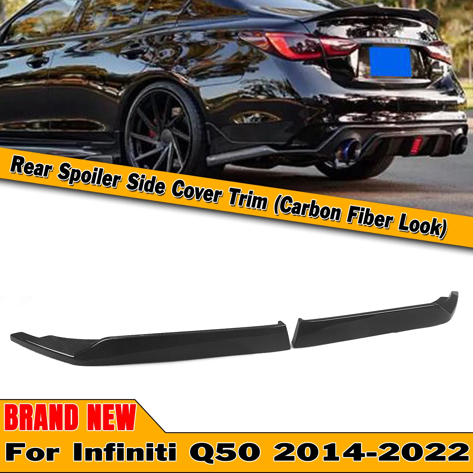 

2PCS Car Rear Bumper Side Cover Boot Molding Guard Spoiler Trim For Infiniti Q50 2014-2023 All Models