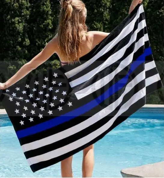 U.S. Law Enforcement Officers Use Thin Blue-striped National Flag Black 150*90cm Big