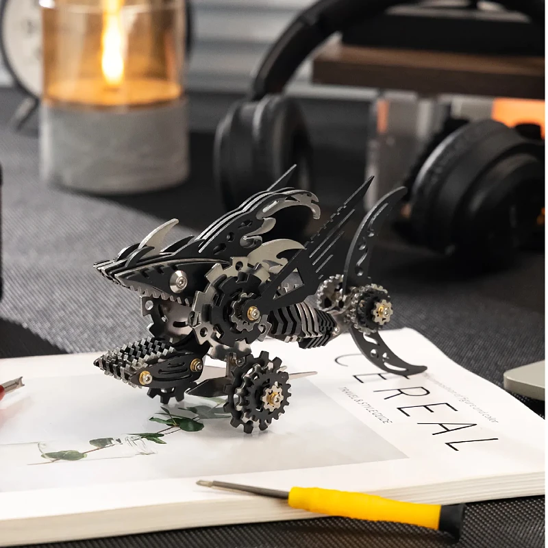 MOKR Megalodon 3D Metalen Puzzel Kinderspeelgoed Denkspelletjes voor Volwassenen DIY Model Kerstcadeau Educatie Training