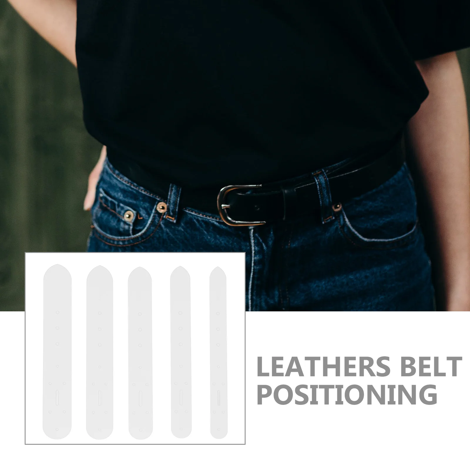 

5Pcs Belt Positioning Templates Plastic Punching Stencils for Stitching Holes Belt Making Craft Tools Tool Kit