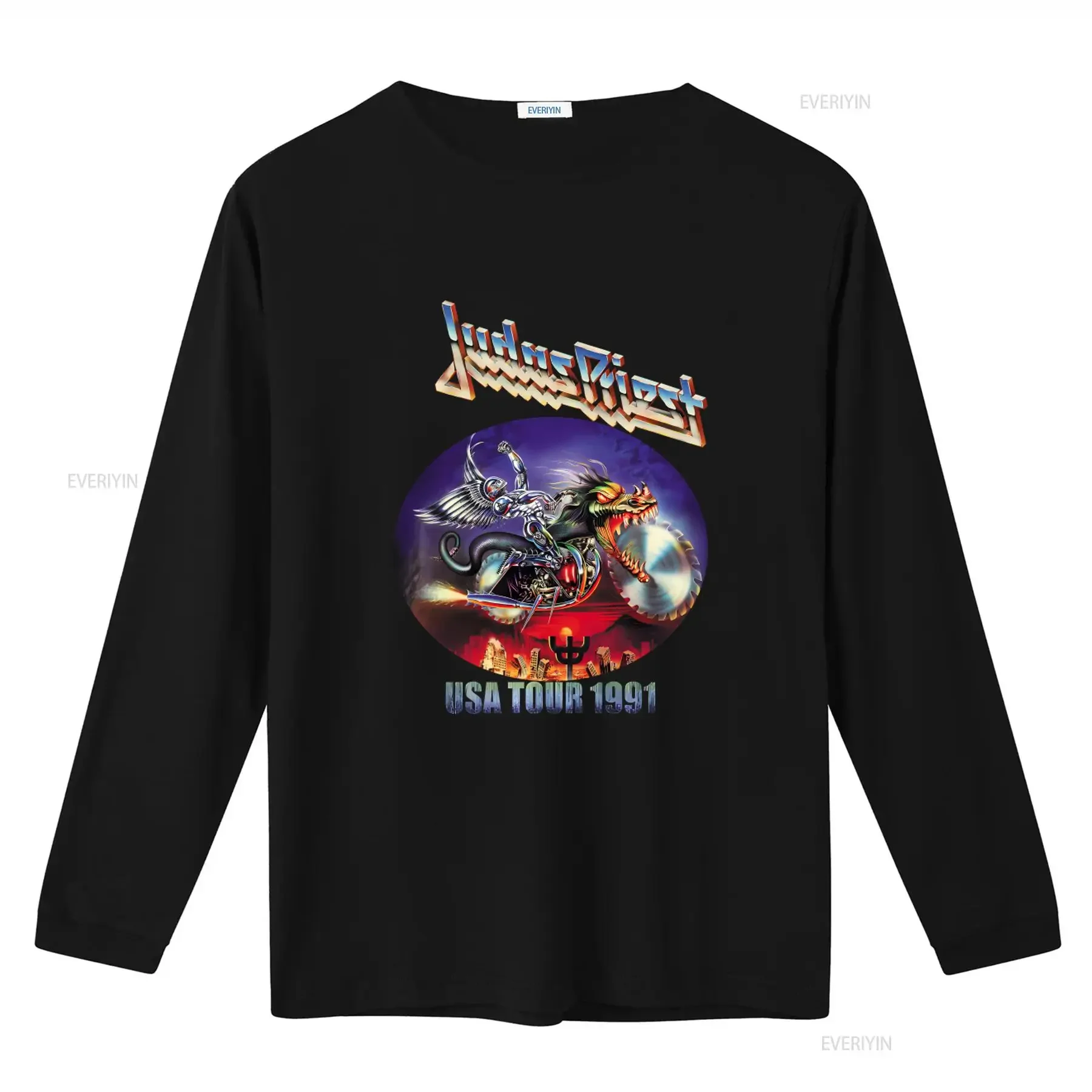 Judas Priest Painkiller US Tour 1991 T Shirt Rock Band Merch New vintage Washed graphic Stylish Breathable homme Slightly