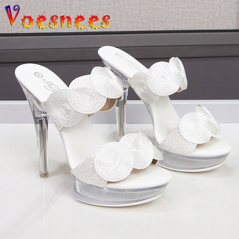 2023 Summer New High Heels Fashion Design Slippers For Women Europe And America Sexy Thin Heel Sandals 13CM Outdoor Female Shoes