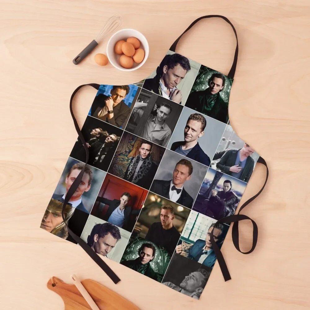 

Tom Hiddleston Cute Photo Collage Apron Customizable Woman Kitchen Apras For Women Goods For Home And Kitchen Apron