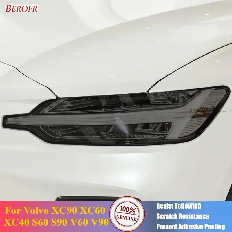 

For Volvo XC90 XC60 XC40 S60 S90 V60 V90 Car Headlight Protective Film Smoke Black Tint Wrap Vinyl Transparent TPU Sticker