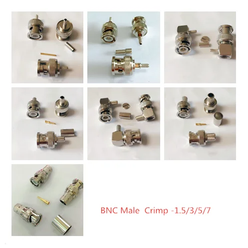 

5 шт., коаксиальный адаптер с разъемом BNC Male Crimp RG316 /RG58/5DFB/LMR400