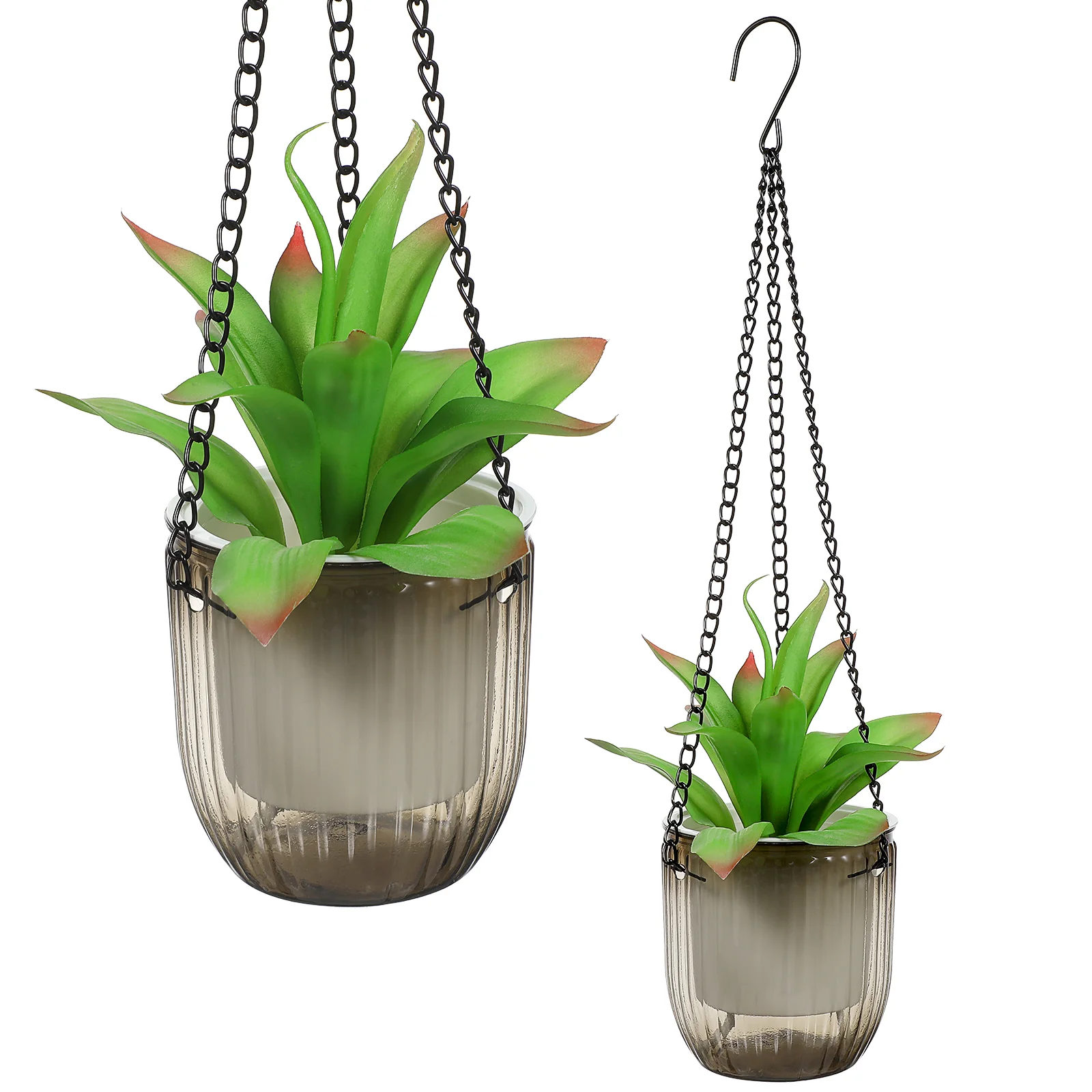 2 Pcs Hanging Basin Pots for Indoor Plants Baskets Green Dill Small Planters Plastic Raw Material Self Watering Transparent