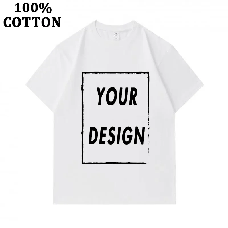 100% Cotton Personalized Short Sleeve Solid Color O-neck Soft T-shirt Men Tops Tee Customized Your Design Printed Unisex T Shirt