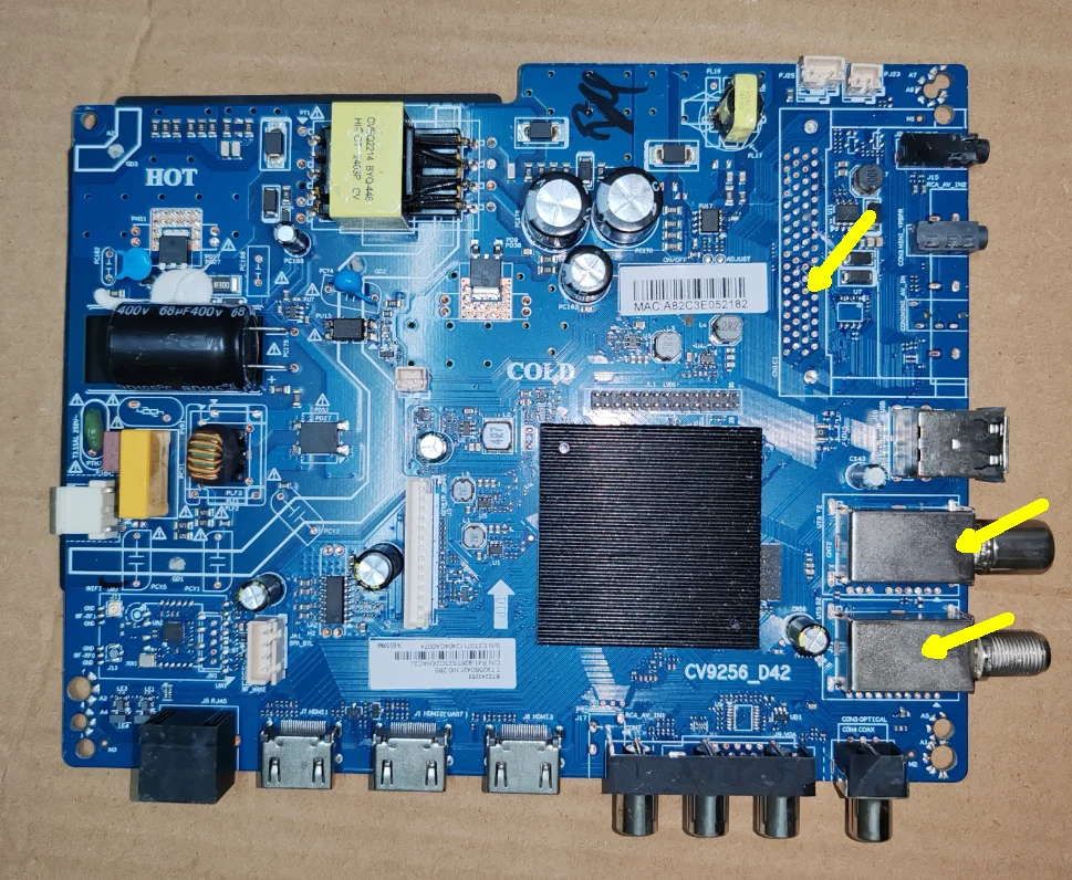 

CV9256_D42 WIFI network TV motherboard tested with physical photos for 1+8G 300ma72--84V