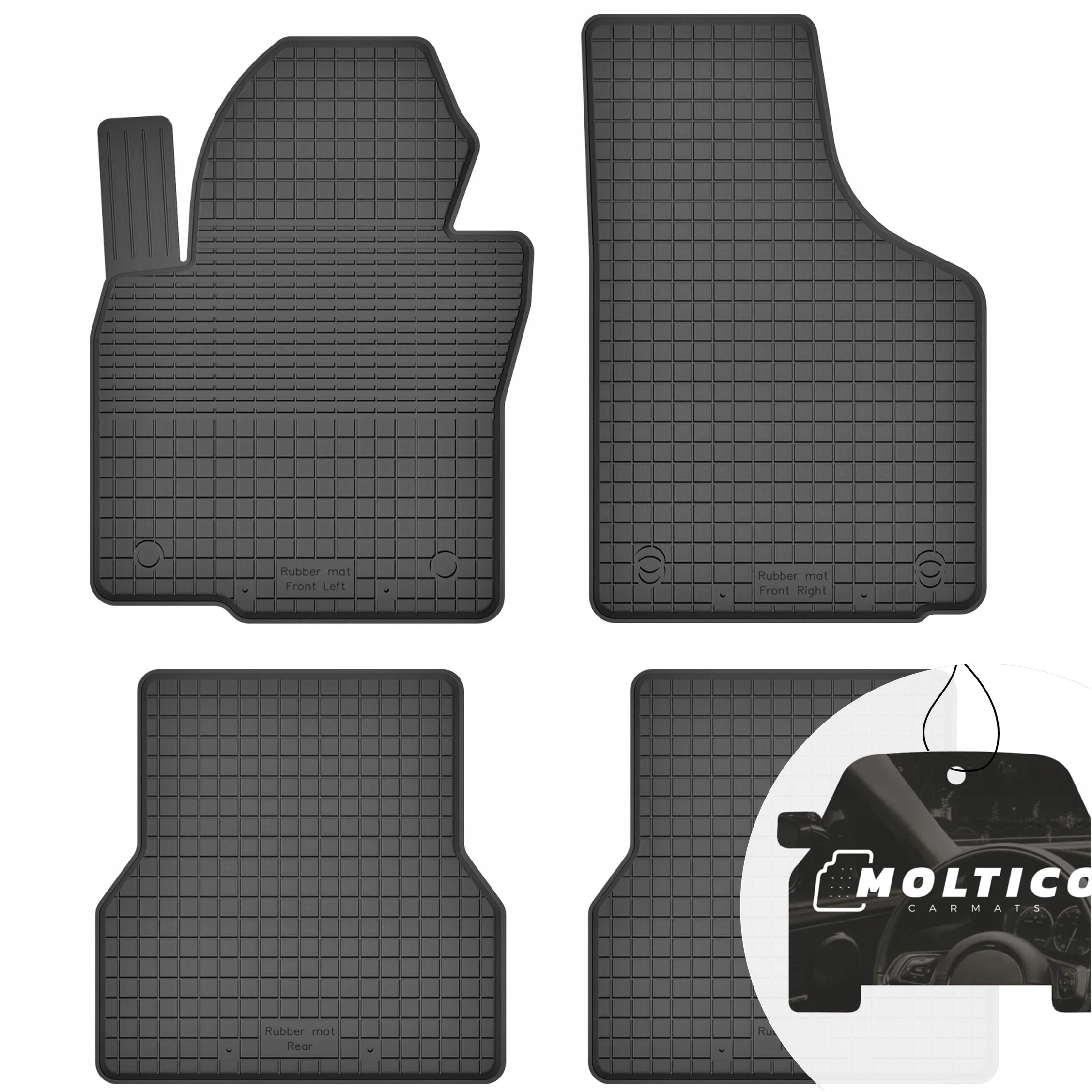Tappetini in gomma per Audi A3 8P 2003-2012, set completo con bordo