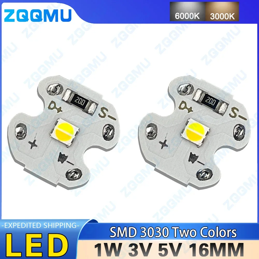 10pcs 1W 3V 5V LED Light Board 3030 Dual Color Lamp Beads 16MM SMD LED Source for DIY Lighting Projects Strip Bulb Replacement