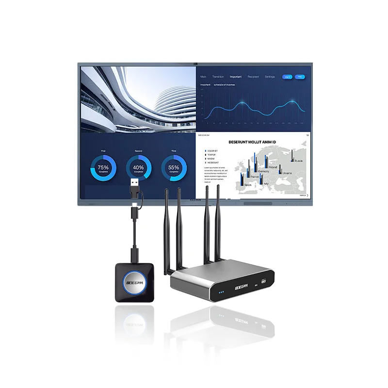 

BYOM Wireless Presentation System for Conference & Enterprise Rooms 4K 60Hz One-Click Multi-Device Mirroring, Plug & Play