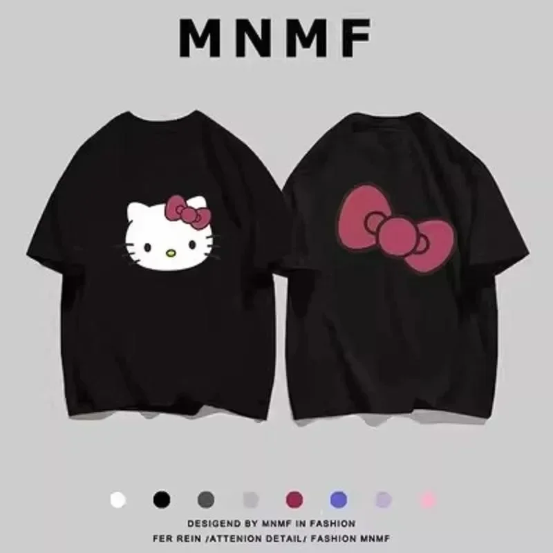 Hello Kitty T-Shirt Met Korte Mouwen Voor Mannen Nieuwe Lente En Zomer Mannen Cartoon T-Shirt Meisjes Katoen Ademende Jongens Casual