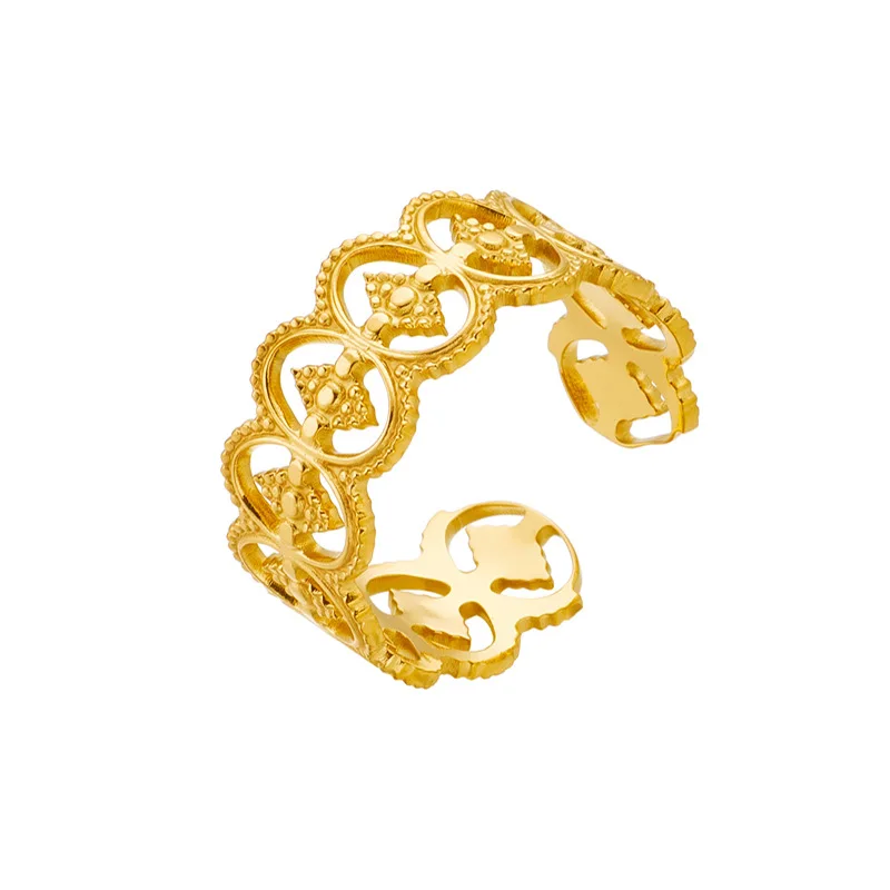 Fashionable Niche Design Oval Rhombus Cut Out Titanium Steel Open High-End Cold Style Ring