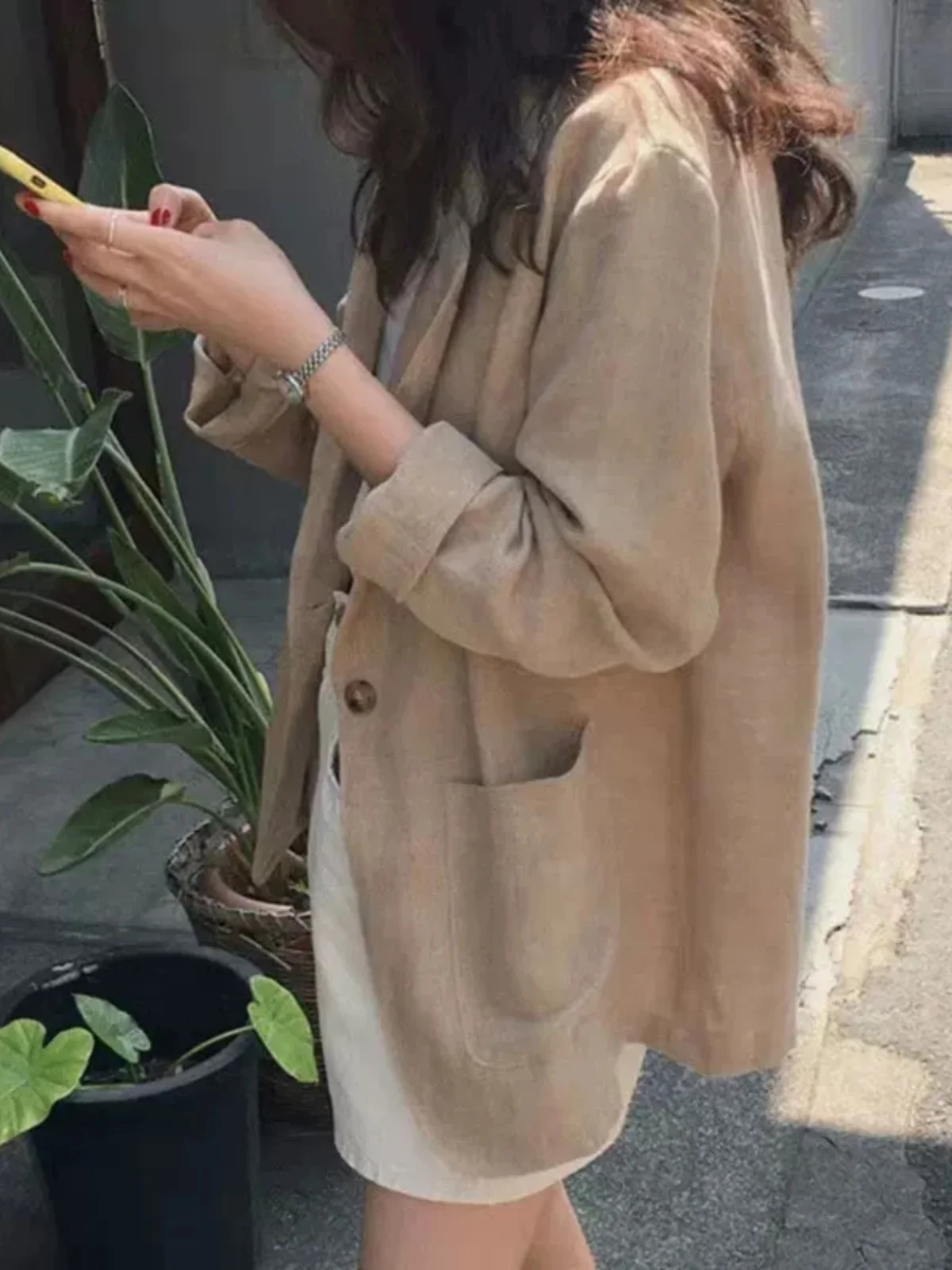 Żakiety w stylu koreańskim, odzież damska, letnia nowość, streetwear, cienki lniany garnitur z bawełny, luźny krój, wysokiej jakości kurtka codzienna, damskie topy.