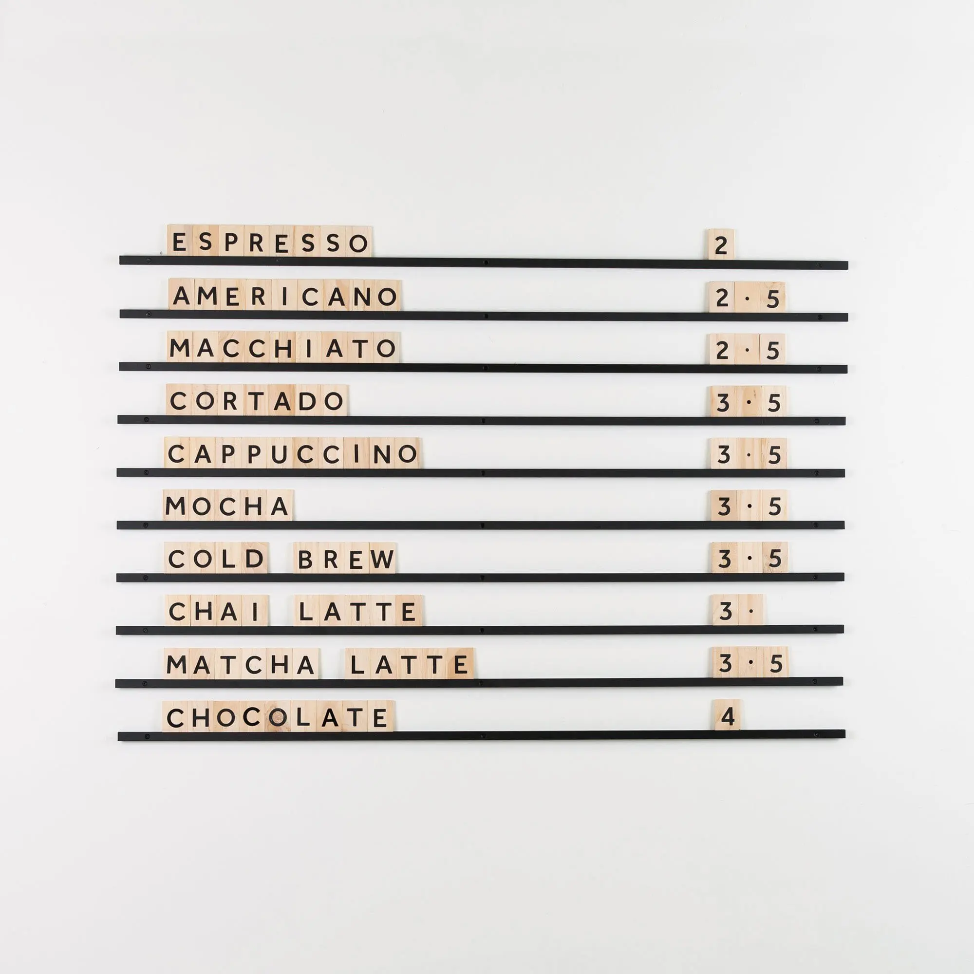 

Wall Mounted Changeable Wooden Letter Menu Board Scrabble Letter Display for Coffee Bar, Cafe Menu (Nake Tile, Kraft Boxes)