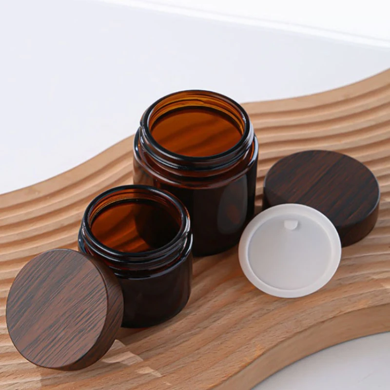5/10/15/20/30/50/60/100g Dark Tan Cream Bottle Glass Separate Bottle Face Cream Eye Cream Box Empty Container Refillable Bottles