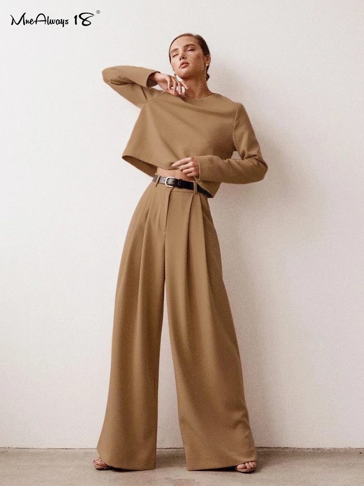 Mnealways18 Classic Wide Pants Floor-Length Pleated Loose Women Trousers Spring Wide Leg Pants Vintage Female Palazzo Pants 2024