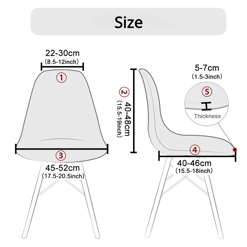 Jacquard Waterproof Shell Chair Cover Short Back Scandinavian Chair Covers Adjustable Dining Room Seat Covers for Bar Party