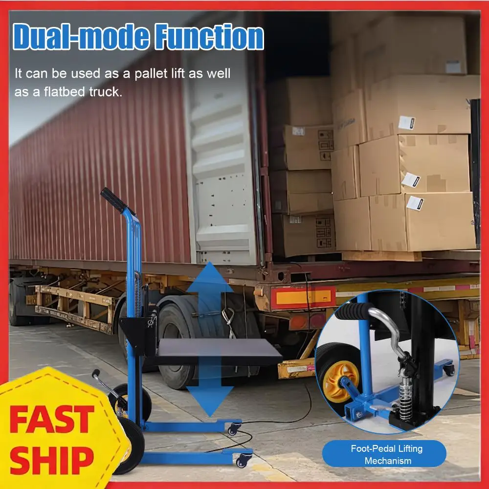 

450 Lbs Foldable Hydraulic Material Lift Dolly Manual Forklift Material Stacker for Construction Warehousing and DIY Projects