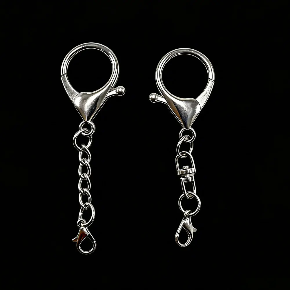 

10 шт. серебристых больших карабинов-лобстеров из сплава, брелоки-карабины с маленькими карабинами-лобстерами для подвесок, фурнитура для изготовления украшений своими руками