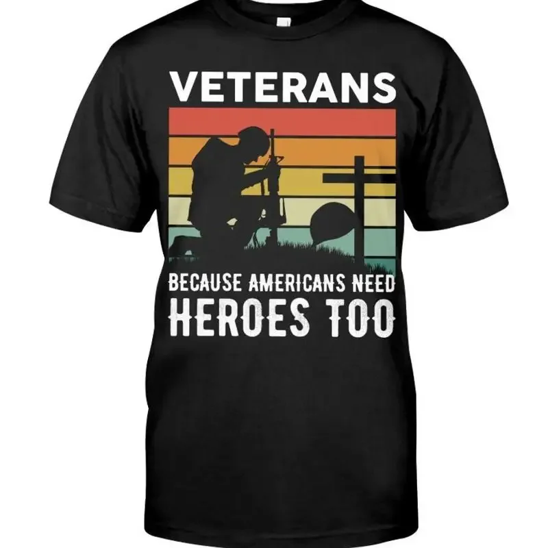 Veteran Because Americans Need Heroes Too Soldier Kneeling Before A Cross Retro