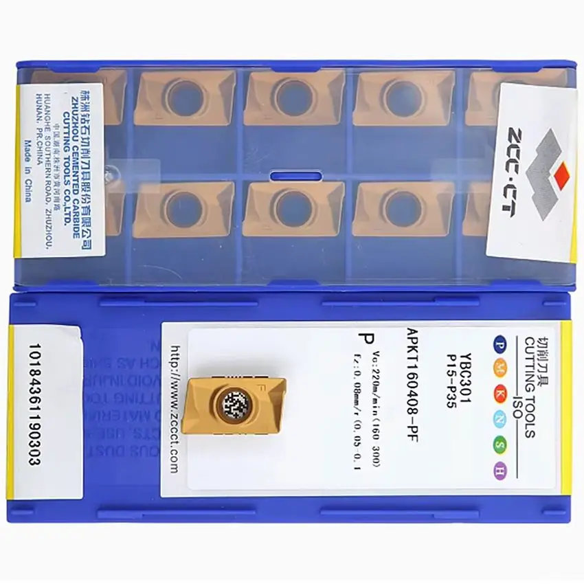 

APKT160408-PF YBC301/APKT160408-PF YBC302/APKT160408-PF YBC251 ZCC.CT APKT160408-PF CNC carbide inserts Milling insert 10pcs/box