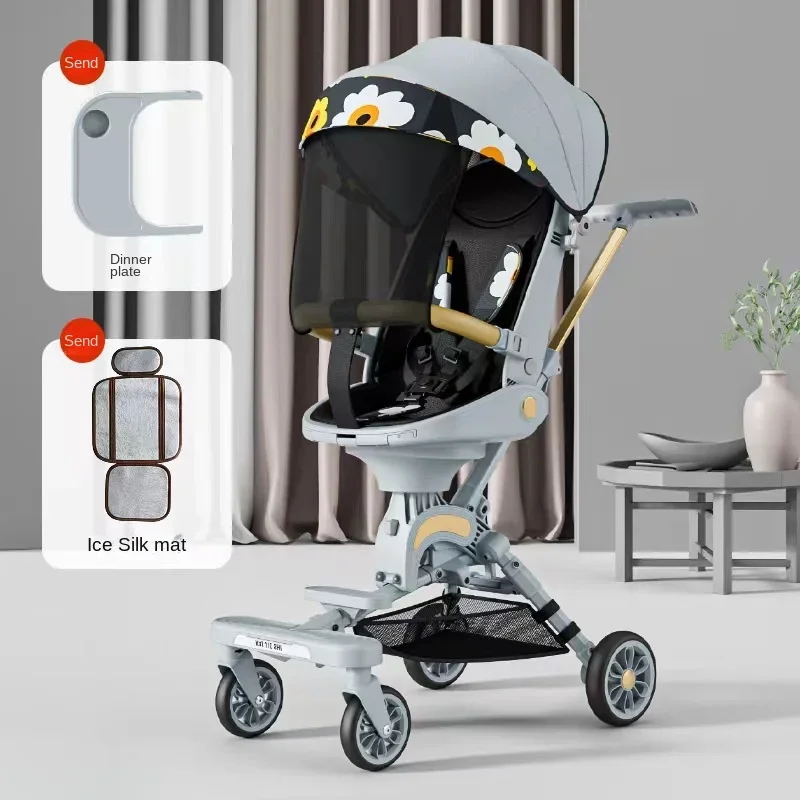 Foldable Stroller Newborn Baby Two-way Swivel Seat High Landscape Lightweight Travel Stroller Shock Absorption Baby Stroller